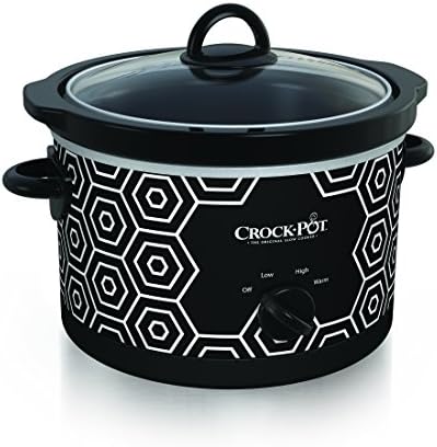Crock-Pot 4.5 Quart Portable Slow Cooker – Black & White Plus C284